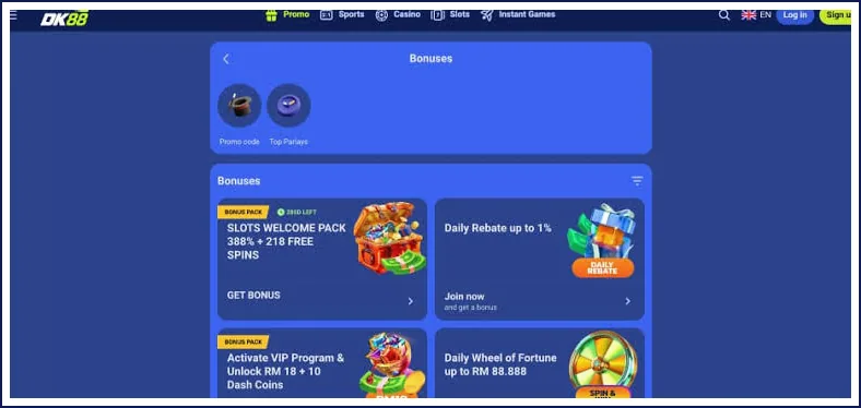 Pendaftaran dan log masuk akaun DK88 untuk pemain Malaysia